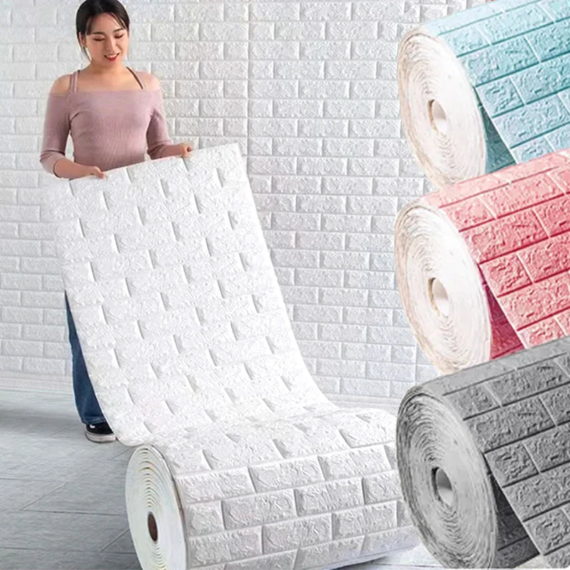 Foam Wall Stickers 1pcs 70X100cm 3D Home Decoration Self-adhesive Background PVC Brick Pattern Wallpaper DIY Bedroom Decor