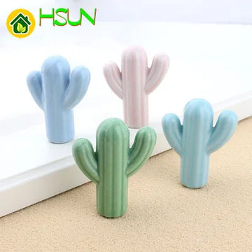 Cartoon cactus knob ceramic solid art cabinet door handle children's room drawer furniture environmental health handle