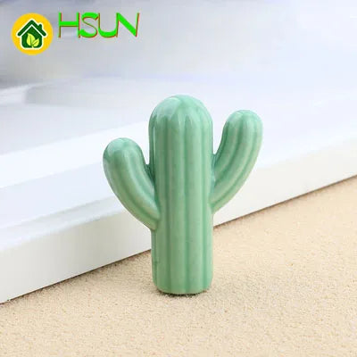 Cartoon cactus knob ceramic solid art cabinet door handle children's room drawer furniture environmental health handle