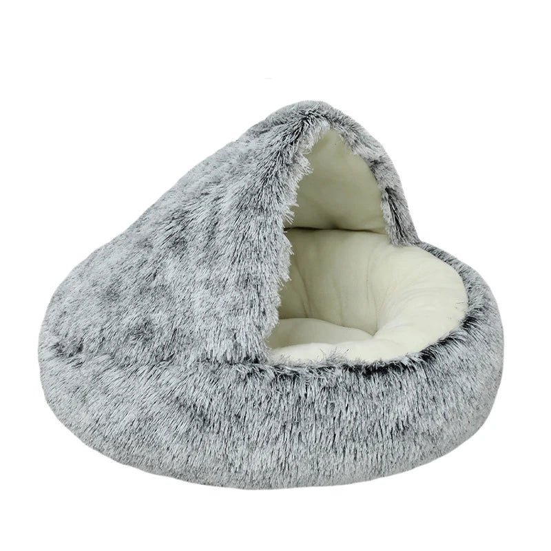 2 in 1 Plush Donut Cuddler Nest Warm Soft Calming Dog Cat Nest Puppy Bed with Cozy Sponge Non-Slip Bottom for pet Small cat Dogs