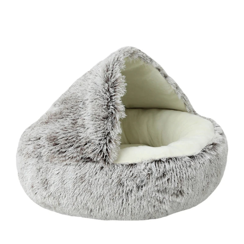 2 in 1 Plush Donut Cuddler Nest Warm Soft Calming Dog Cat Nest Puppy Bed with Cozy Sponge Non-Slip Bottom for pet Small cat Dogs