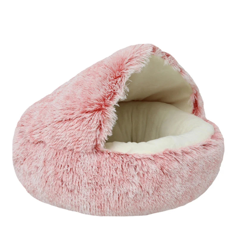 2 in 1 Plush Donut Cuddler Nest Warm Soft Calming Dog Cat Nest Puppy Bed with Cozy Sponge Non-Slip Bottom for pet Small cat Dogs