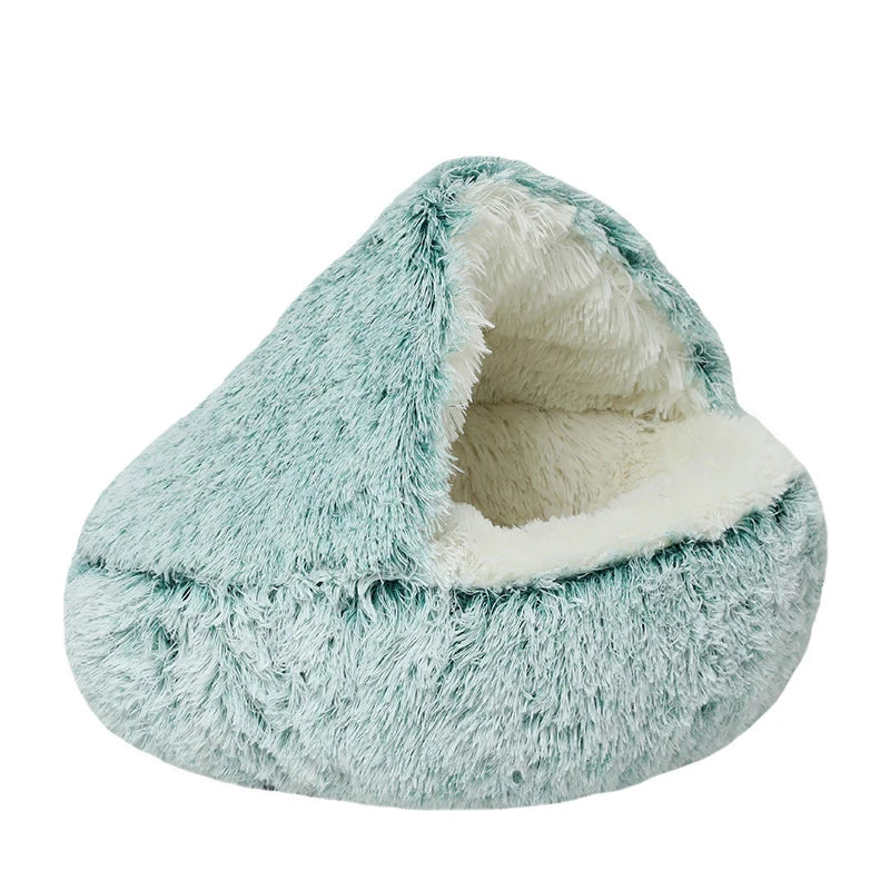 2 in 1 Plush Donut Cuddler Nest Warm Soft Calming Dog Cat Nest Puppy Bed with Cozy Sponge Non-Slip Bottom for pet Small cat Dogs