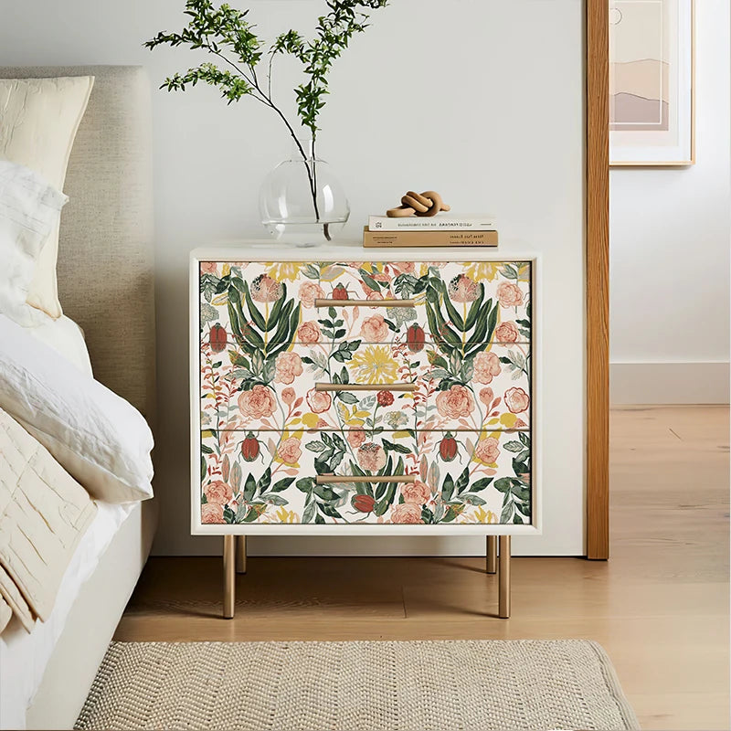 Colorful Sunflower Floral Self Adhesive Wallpaper Peel and Stick Removable cabinet sticker Yellow Flower Waterproof Wall Decor