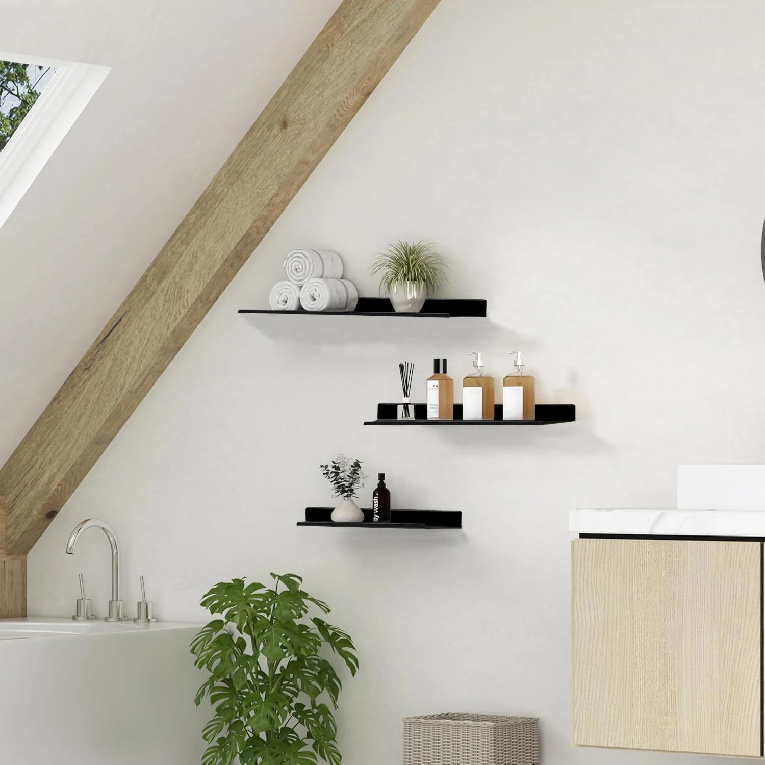 Floating Bathroom Shelves Room Decor No Drilling Storage Wall Rack Home Organizer Ledge Hardwares Cabinet Kitchen Home Decor