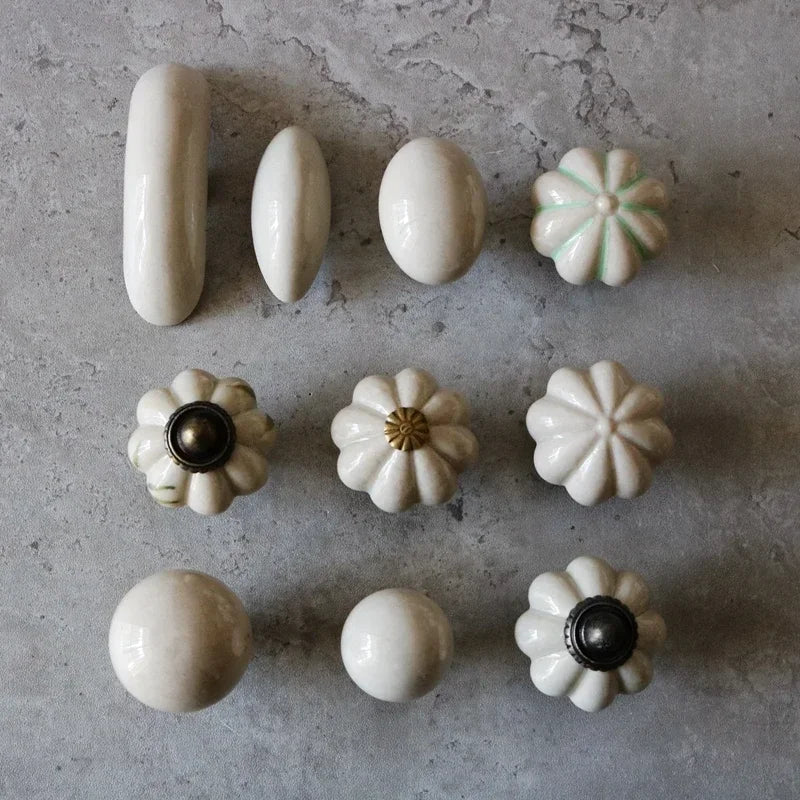 Antique white American ceramic simple single hole handle light gray chest of drawers door Chinese style handle