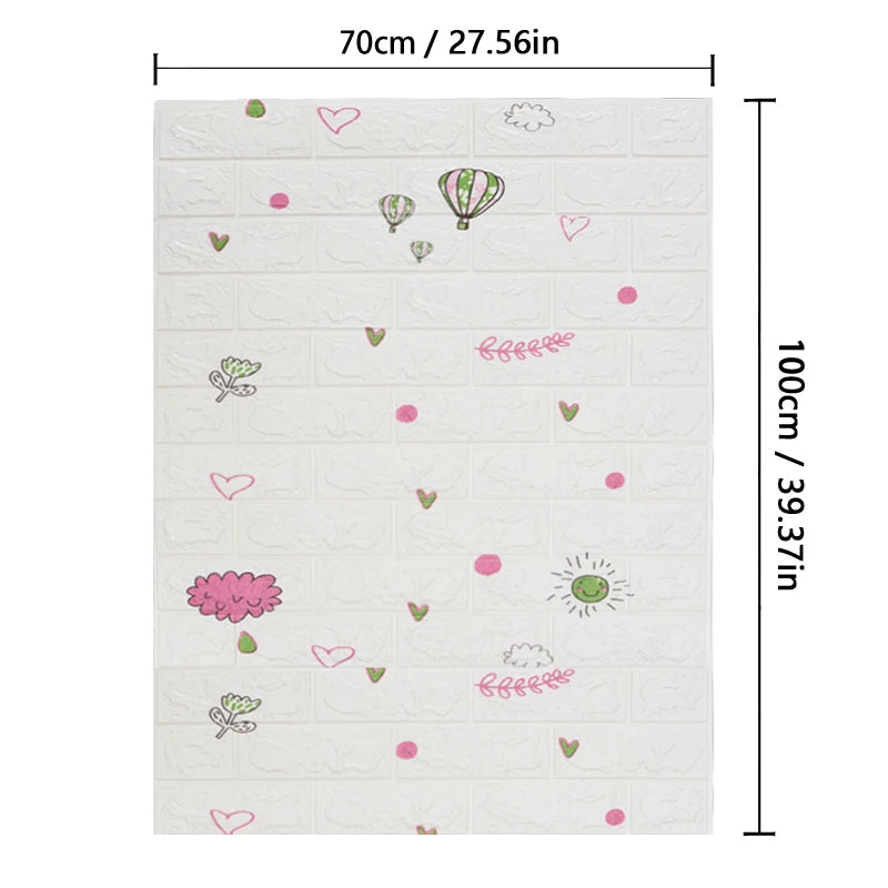 Foam Wall Stickers 1pcs 70X100cm 3D Home Decoration Self-adhesive Background PVC Brick Pattern Wallpaper DIY Bedroom Decor