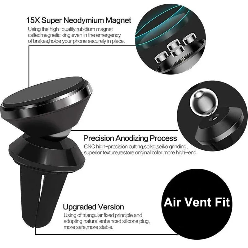 Magnetic Phone Holder Car Mount With Car Air Vent Clip Cellphone Mount Phone Bracket 360 Degree Adjustable Smart Phone Universal