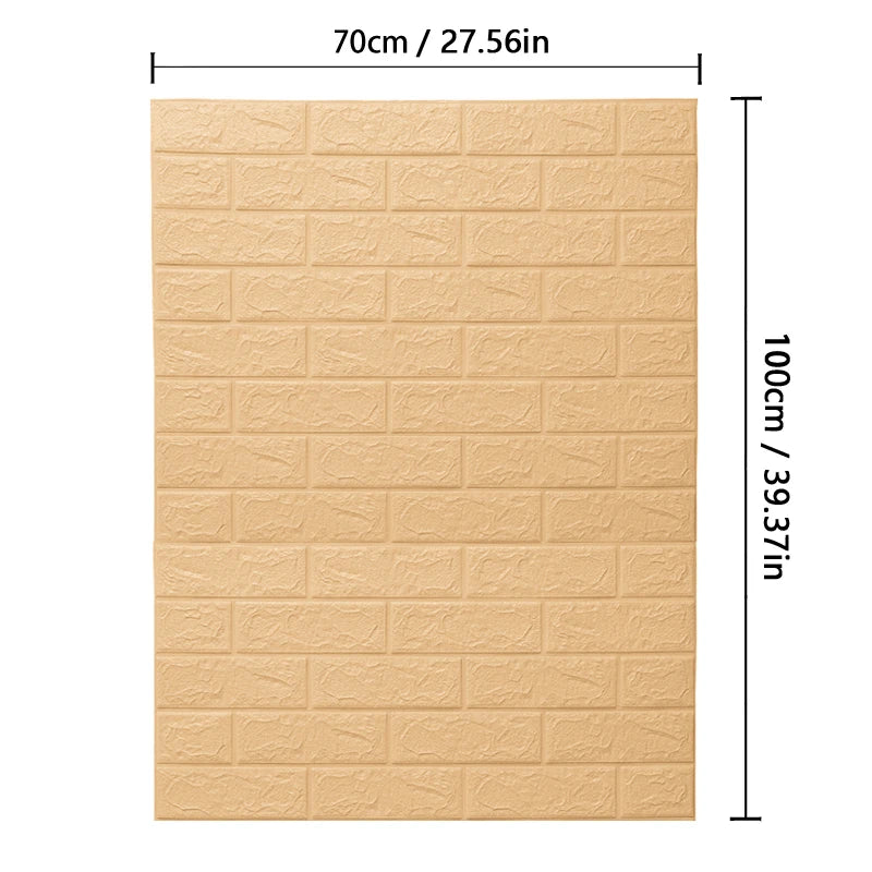Foam Wall Stickers 1pcs 70X100cm 3D Home Decoration Self-adhesive Background PVC Brick Pattern Wallpaper DIY Bedroom Decor