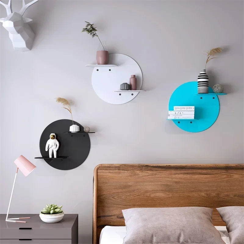 For Living Room Bedroom Wall Hanging Shelving Metal Display Decorative Background Vase Artifact Partition Home Decor