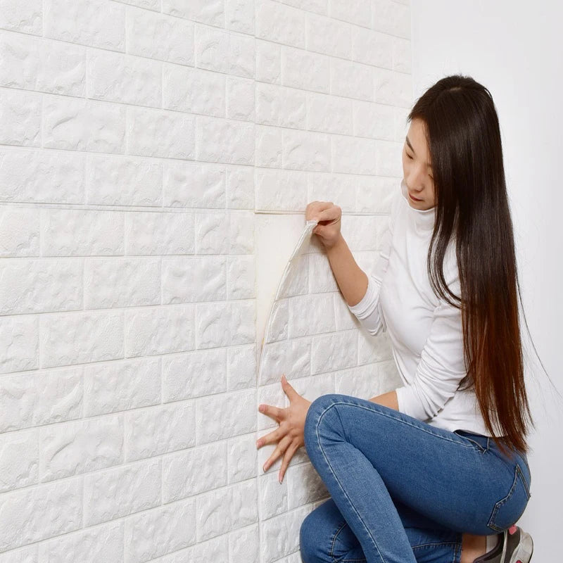 Foam Wall Stickers 1pcs 70X100cm 3D Home Decoration Self-adhesive Background PVC Brick Pattern Wallpaper DIY Bedroom Decor