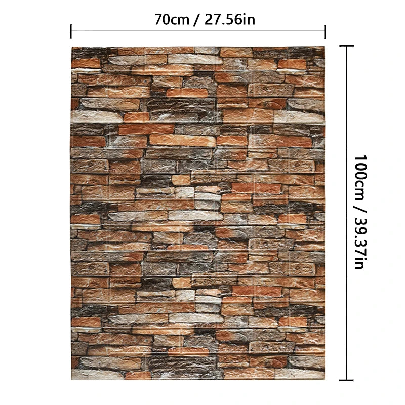 Foam Wall Stickers 1pcs 70X100cm 3D Home Decoration Self-adhesive Background PVC Brick Pattern Wallpaper DIY Bedroom Decor