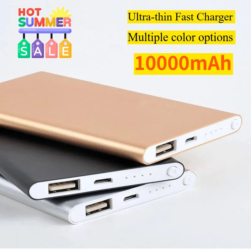 Power Bank 10000mAh Portable Charger Power Bank Ultra-thin Fast Charger External Backup Battery for IPhone Xiaomi Mobile Phone