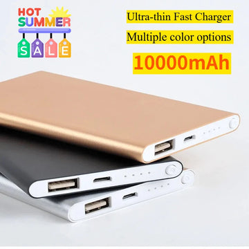 Power Bank 10000mAh Portable Charger Power Bank Ultra-thin Fast Charger External Backup Battery for IPhone Xiaomi Mobile Phone